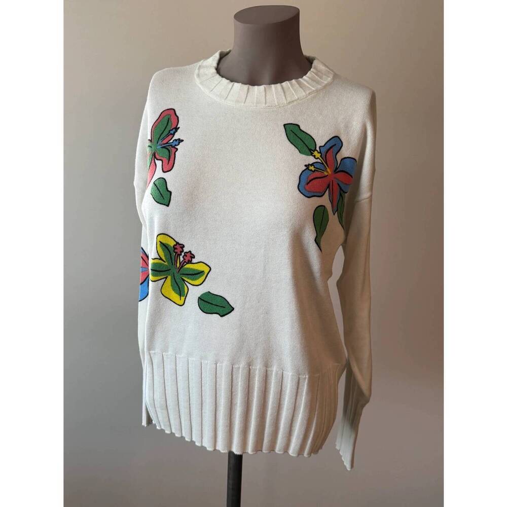 NEW WISPR women's tropical petal sweater in ice water